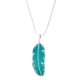 Adina Plastelina Little Feather Silver Necklace - Turquoise - 1