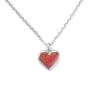 Adina Plastelina Little Silver Heart Necklace - Coral - 1