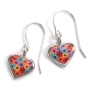 Adina Plastelina Silver Heart Earrings - Millefiori - 1