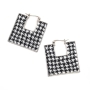 Adina Plastelina Silver Square Afro Earrings - Houndstooth - 1