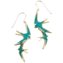Adina Plastelina's Swallows: Large Gold Plated Silver Earrings - Turquoise - 1