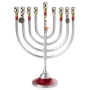 Aluminum Hanukkah Menorah with Dreidel (Red). Lily Art - 1