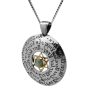 Ana Bekoach: Silver and Gold Disk Necklace with Chrysoberyl - 1