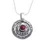 Angels' Names: Silver Kabbalah Necklace with Garnet Stone - 1