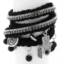 Black Braided Leather Bracelet - Jewish Symbols - 1