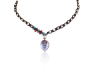 Black String and Silver Shema Yisrael Teardrop Necklace with Turquoise, Red, and Silver Beads by Or Jewelry - 1