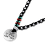Black String and Silver Shiviti Necklace with Turquoise, Red, and Silver Beads by Or Jewelry - 2