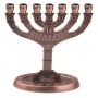 Bronze Seven Branch Menorah - Shalom - 1