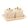 Ceramic Pillar Candle Holders with Tray - Jerusalem of Gold - 1