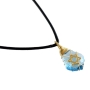 Crystal: Gold Filled & Leather Postmodern Star of David Necklace (Blue) - 1