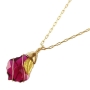 Crystal & Leaf: Gold Filled Postmodern Fashion Necklace (Red) - 1