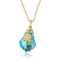 Crystal and Gold Filled Postmodern Pomegranate Necklace (Blue) - 2