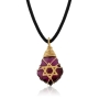 Crystal and Gold Filled Postmodern Star of David Necklace (Purple) - 2