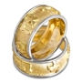 Deluxe 14K Textured Yellow and White Gold Jewish Wedding Ring - 2