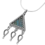 Deluxe Silver and Eilat Stone Triangular Necklace - 1