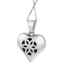 Deluxe White Gold and Diamonds Heart with Star of David Necklace - 2
