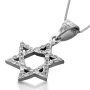 Deluxe White Gold and Diamonds Star of David Necklace - 1
