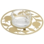 Dorit Judaica Stainless Steel  & Glass Pomegranates Honey Dish (Gold) - 1
