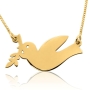 Dove with Olive Branch Necklace-Silver or Gold Plated - 1
