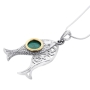Eilat Stone, Silver and Gold Fish Necklace - 2