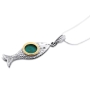 Eilat Stone, Silver and Gold Fish Necklace - 3