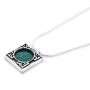Eilat Stone and Silver Square Necklace with Leaves - 2