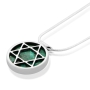 Sterling Silver and Eilat Stone Circle Necklace With Star of David Design - 2
