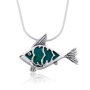 Eilat Stone with Silver Frame Fish Necklace - 2