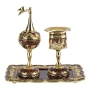  Enameled and Jeweled Havdallah Spice Tower, Candle Holder, and Tray - Jerusalem (Night) - 1