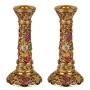 Enameled and Jeweled Pewter Candlesticks - 7 Species (Bronze) - 1