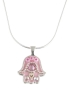Ester Shahaf Silver Hamsa Necklace - Pink - 1
