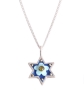Ester Shahaf Silver Star of David Necklace - Blue Flower - 1