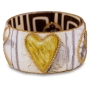 Evil Eye and Heart: Iris Design Hand Painted Bangle with Czech Stones - 1