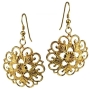Exclusive 14K Gold Ornamental Flower Earrings - 1