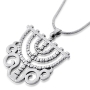 Exclusive Sterling Silver Ornate Menorah Necklace - 1