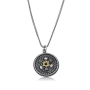 Filigree: Ornate Silver Pendant with Gold Star of David & Garnet - 1