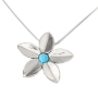 Sterling Silver Flower Pendant Necklace with Opal - 1