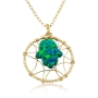 Gold Filled and Green Opal Hamsa Wired Necklace - 2