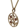 Gold Three Pomegranates Necklace with Ruby Gemstones - 1