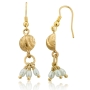 Golden Bell: Gold Plated Brass Dangling Earrings with Pearls - 2