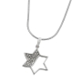 Half-Filled Silver Star of David Necklace with Zirconia Accents - 1