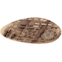 Handmade Oval Ceramic Challah Board with Wheat Branches and Hebrew Text (Black / Beige)  - 1