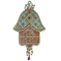 Iris Design Hand Painted Brown Ornament Hamsa with Czech Stones - 1