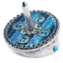 Iris Design Hand Painted Blue Ornament Dreidel with Swarovski Stones  - 1