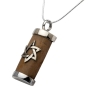 Jerusalem Stone and Silver Mezuzah Necklace - Star of David - 1