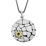 Jerusalem Wall: Silver and Gold Star of David Disk Pendant - 1