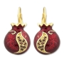 Large Marina Gold Plated Pomegranate Fashion Earrings with Garnet Stones - 1