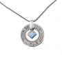 Large Silver Wheel Necklace - Remember Jerusalem - Opal Square - 1