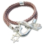 Leather Cord Wrap Bracelet with Silver Charms. Variety of Colors - 2