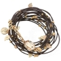  Leather Multiple Bracelet  with Swarovski Stone and Leaves (Various Colors) - 3